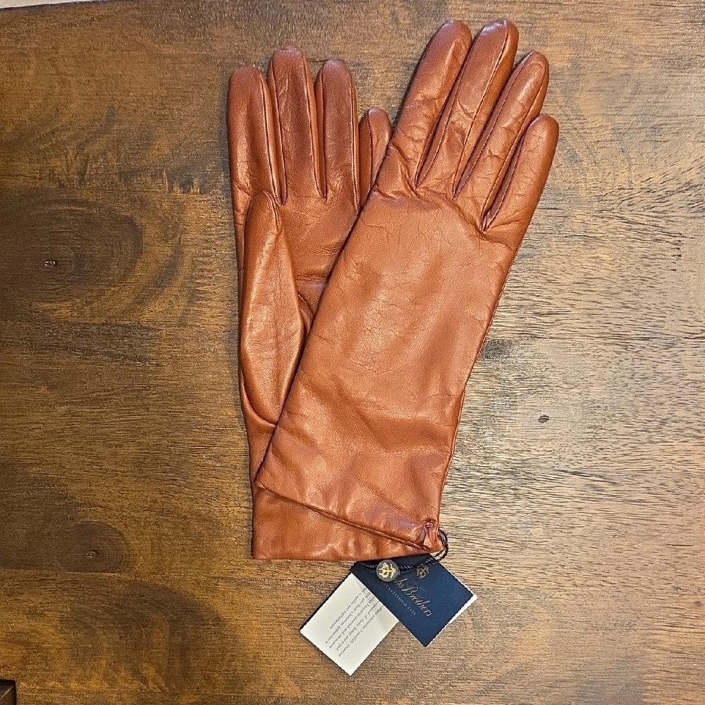 Brooks Brothers Brown Leather Gloves Size 7.5